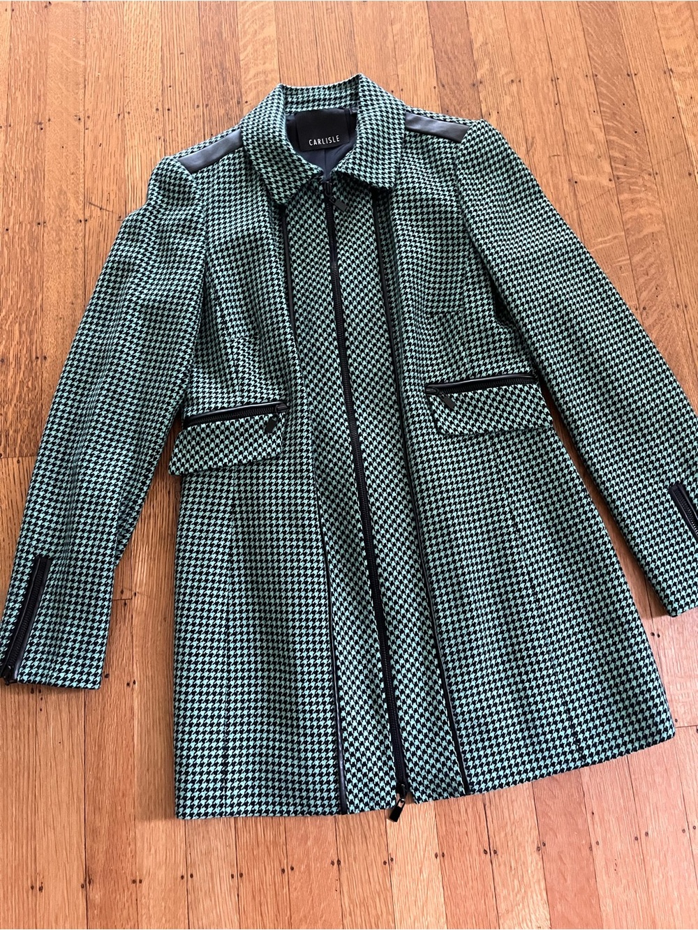 Carlisle Green and Black Houndstooth Longline Blazer